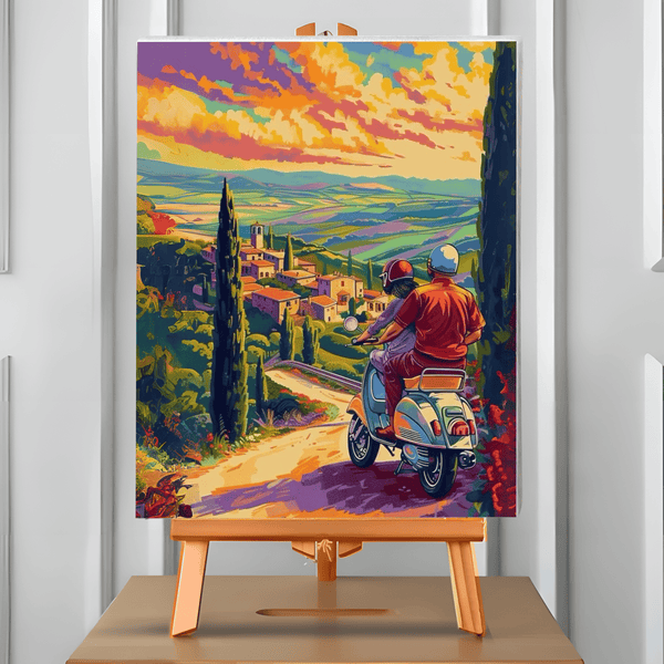 Amor y Vespa en La Toscana (Pintura por Números) 40x50 cm