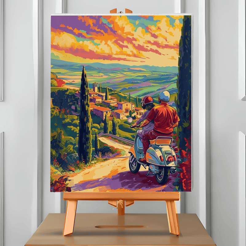 Amor y Vespa en La Toscana (Pintura por Números) 40x50 cm