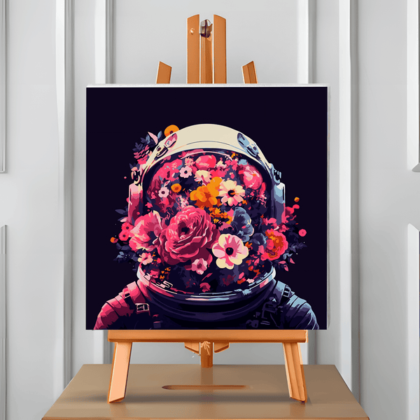 Astronauta Floreado (Pintura por Números) 40x40 cm