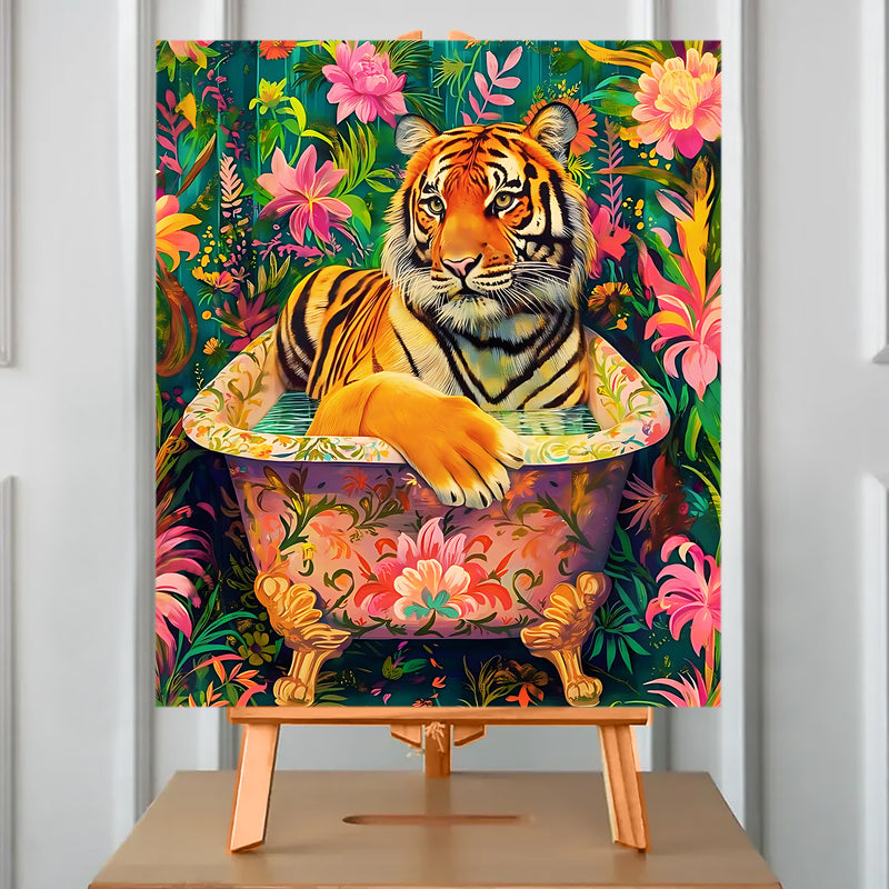 Flowered Tiger (Pintura por Números) 40x50 cm