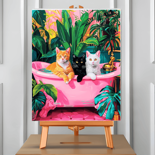 Ducha Cat-ártica (Pintura por Números) 40x50 cm