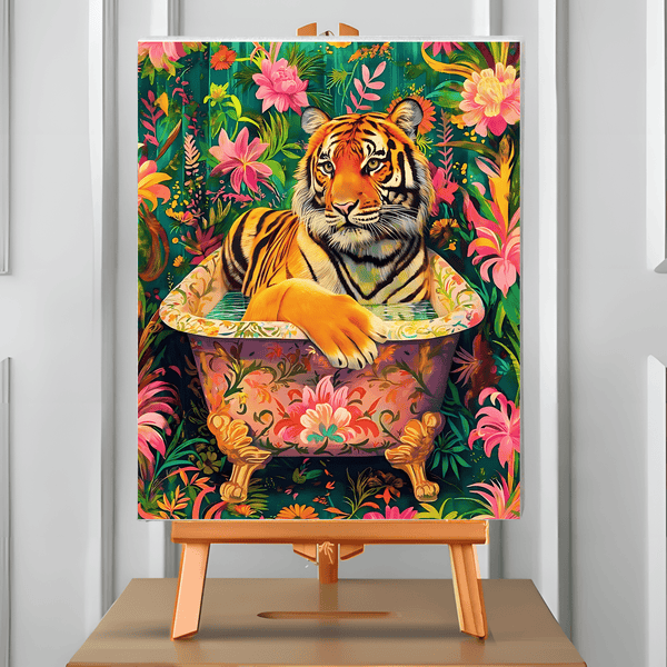 Flowered Tiger (Pintura por Números) 40x50 cm