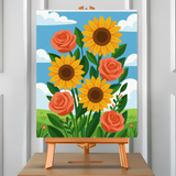 Girasoles y Rosas (Pintura por Números) 40x50 cm
